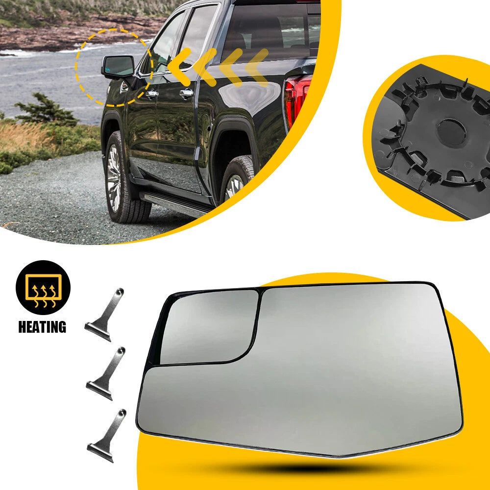 Driver Side Mirror Glass for Chevy Silverado GMC Sierra (2019–2023) Heated