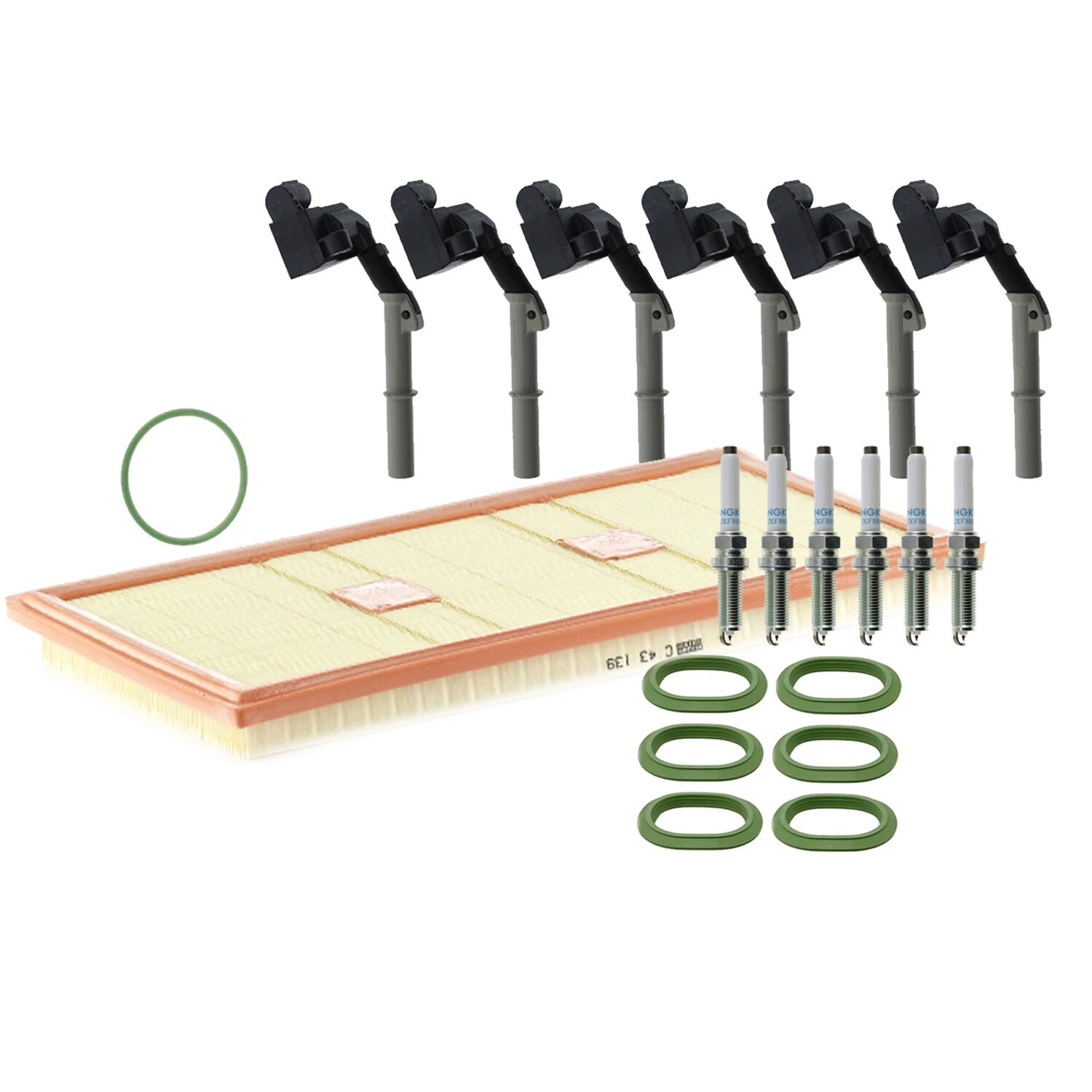 Set of 6 Ignition Coil Spark Plugs for Mercedes C207 W212 W166 E350 (2009–2016)
