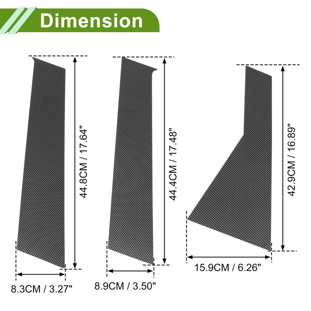 6 Pcs Pillar Window Trim for Dodge Journey (2009–2020) Carbon Fiber Black