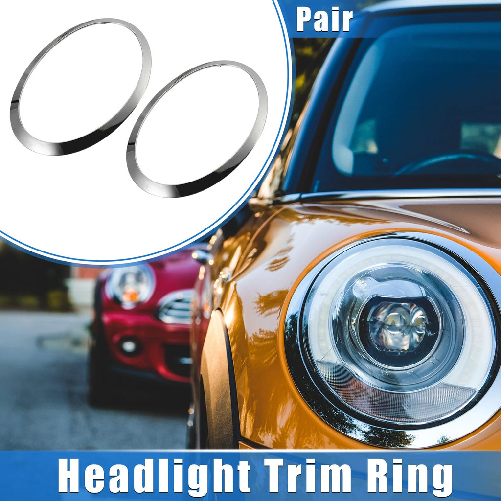 1 Pair Headlight Trim Ring for BMW Mini F55 (2014–2021) Silver Tone