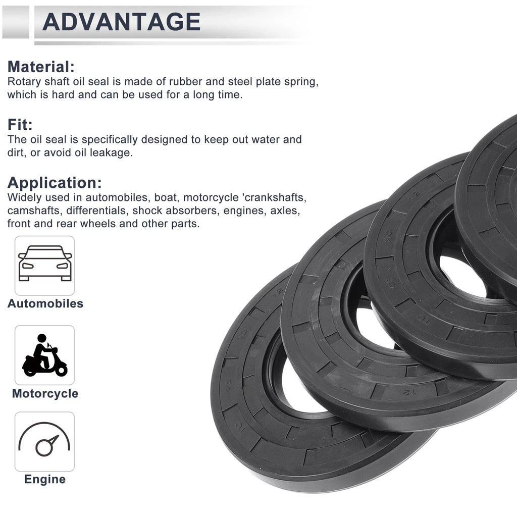 Set of 5 Oil Seal Rotary Shaft Seal Nitrile Rubber 45x90x12mm