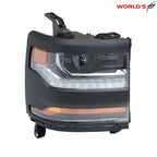 HID LED DRL Headlight for Chevy Silverado 1500 (2016–2018) Right Side Black