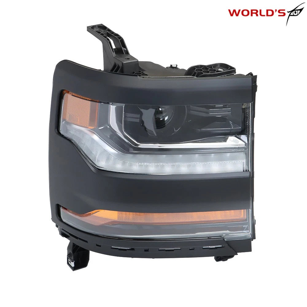 HID LED DRL Headlight for Chevy Silverado 1500 (2016–2018) Right Side Black