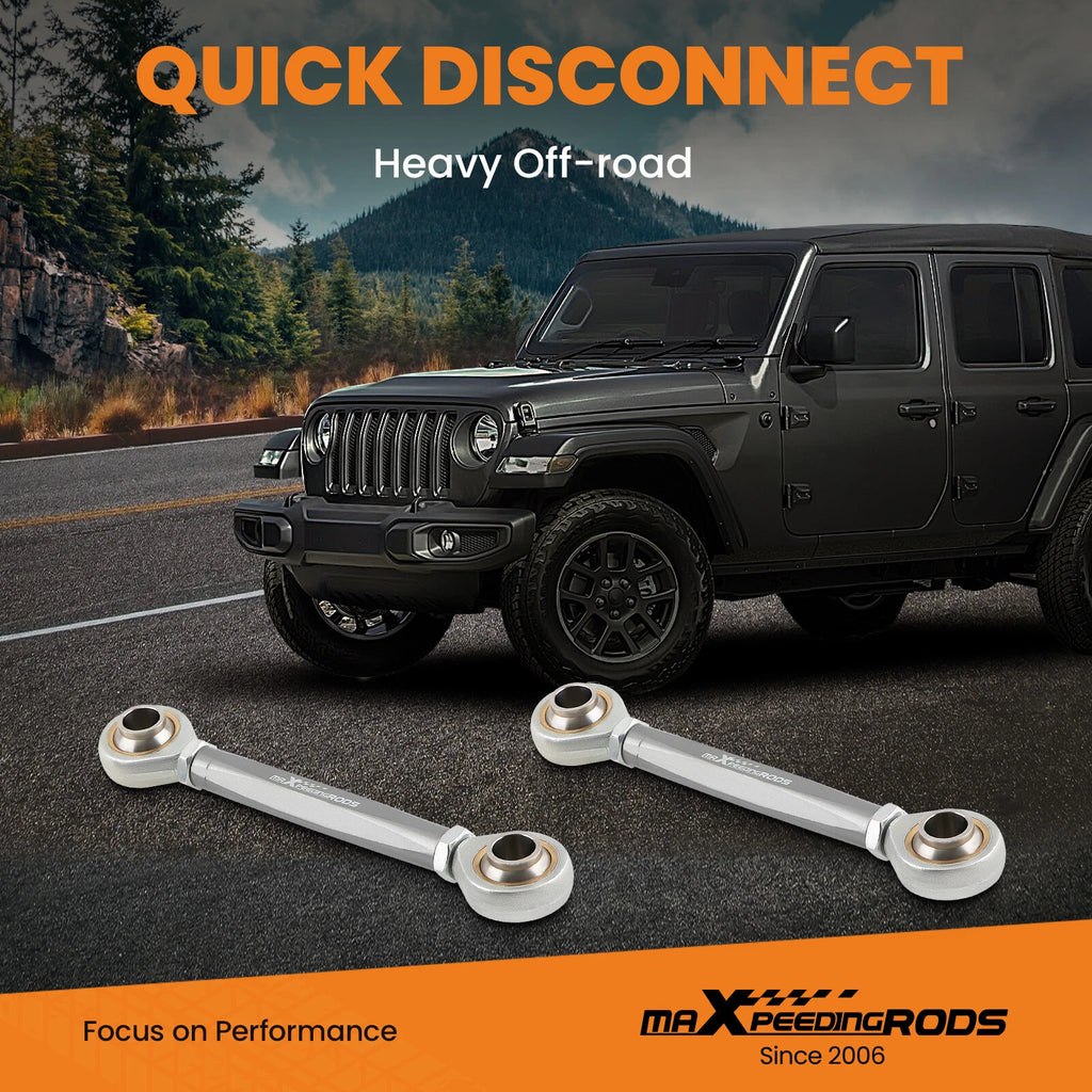 2x Front Sway Bar Links Disconnects 2.5-6" For Jeep Wrangler JK JKU JL 2007-21