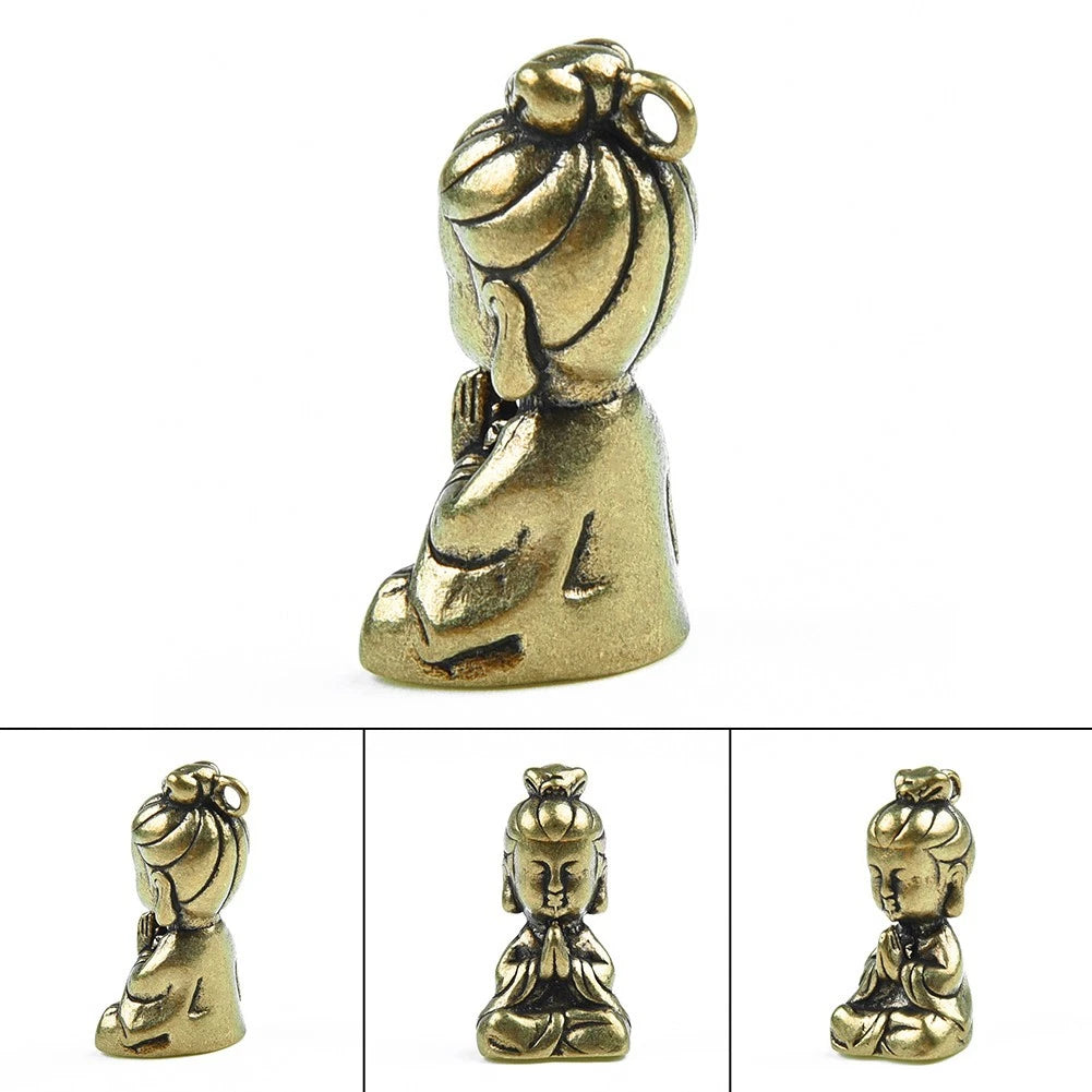 Brass Guanyin Buddha Figurine Statue for Home Office Desk Decor