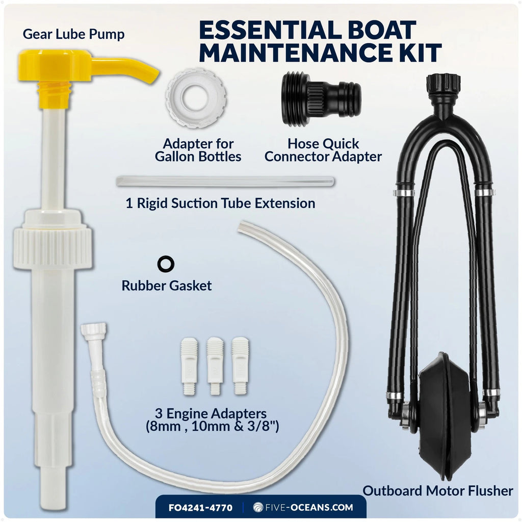 Set of 2 Universal Outboard Motor Flusher Muffs & Gear Oil Pump