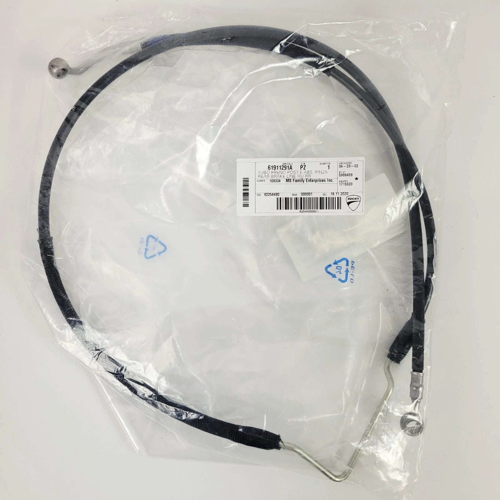Rear Brake Line Pipe 61911491A for Ducati Monster 797 (2017–2020) - Black