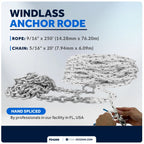 Windlass Anchor Rode 9/16"x150' with 5/16"x20' G4 Galvanized Chain