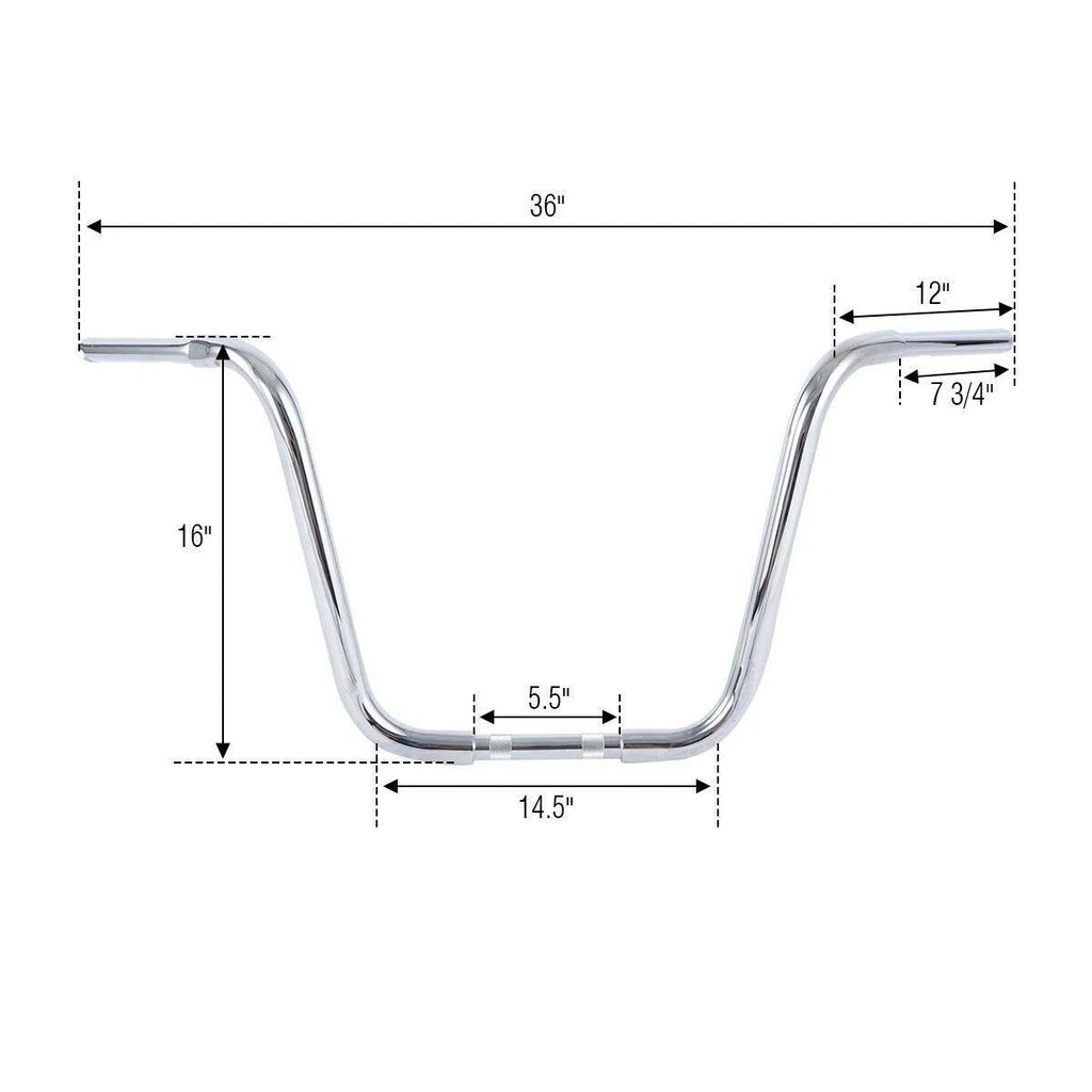 16" Rise Ape Hangers Handlebar for Harley FLST FXST Sportster XL (1991–2023)