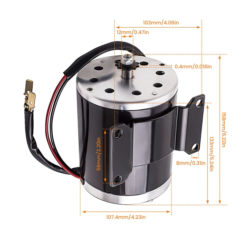 500W DC 24V Electric Brushed Motor with Bracket for Electric Scooter E-Bike