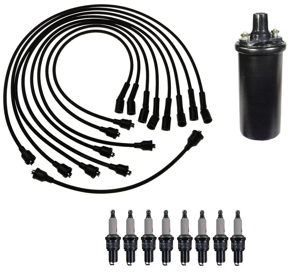 Ignition Wires & Spark Plugs Kit for Chevy Biscayne Caprice Nova (1965–1980)