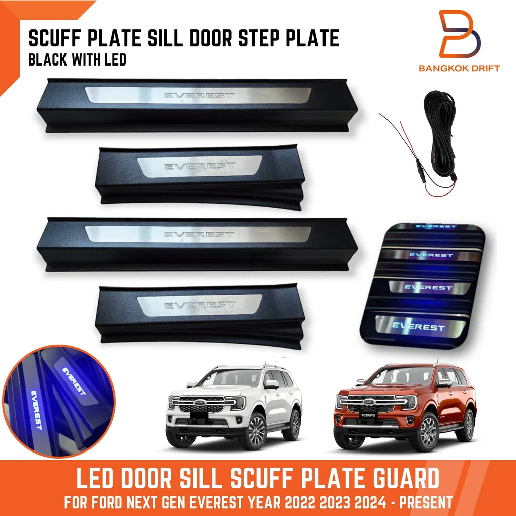 LED Door Sill Scuff Plate Blue Light for Ford Everest (2022-2025)