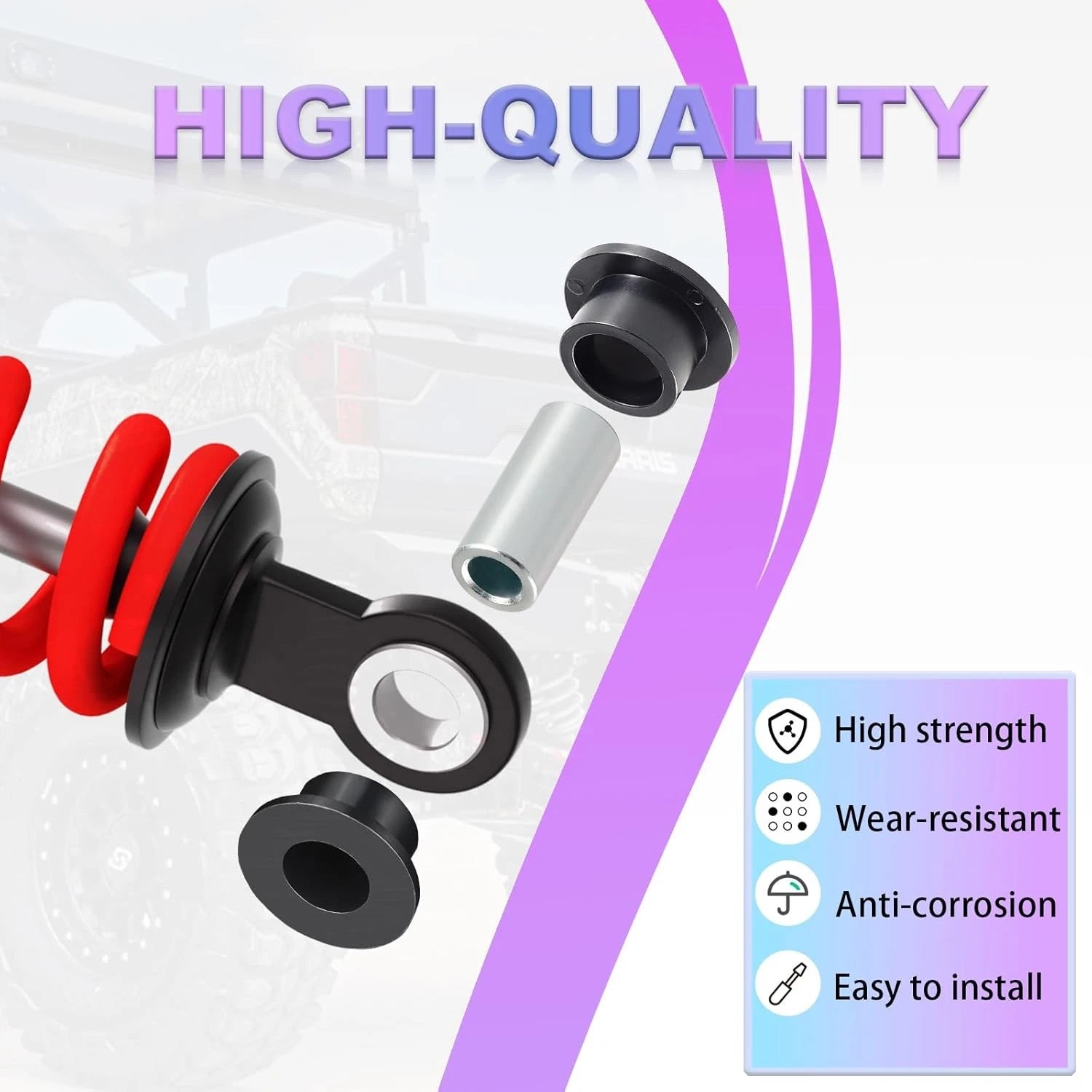 Front Shock Bushing Sleeve Kit for Polaris Ranger 800 (2010–2017), PRO XD (2019–2024)