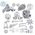 Aluminum Pulley Bracket Kit for SBC Chevy Alternator Power Steering (Long)