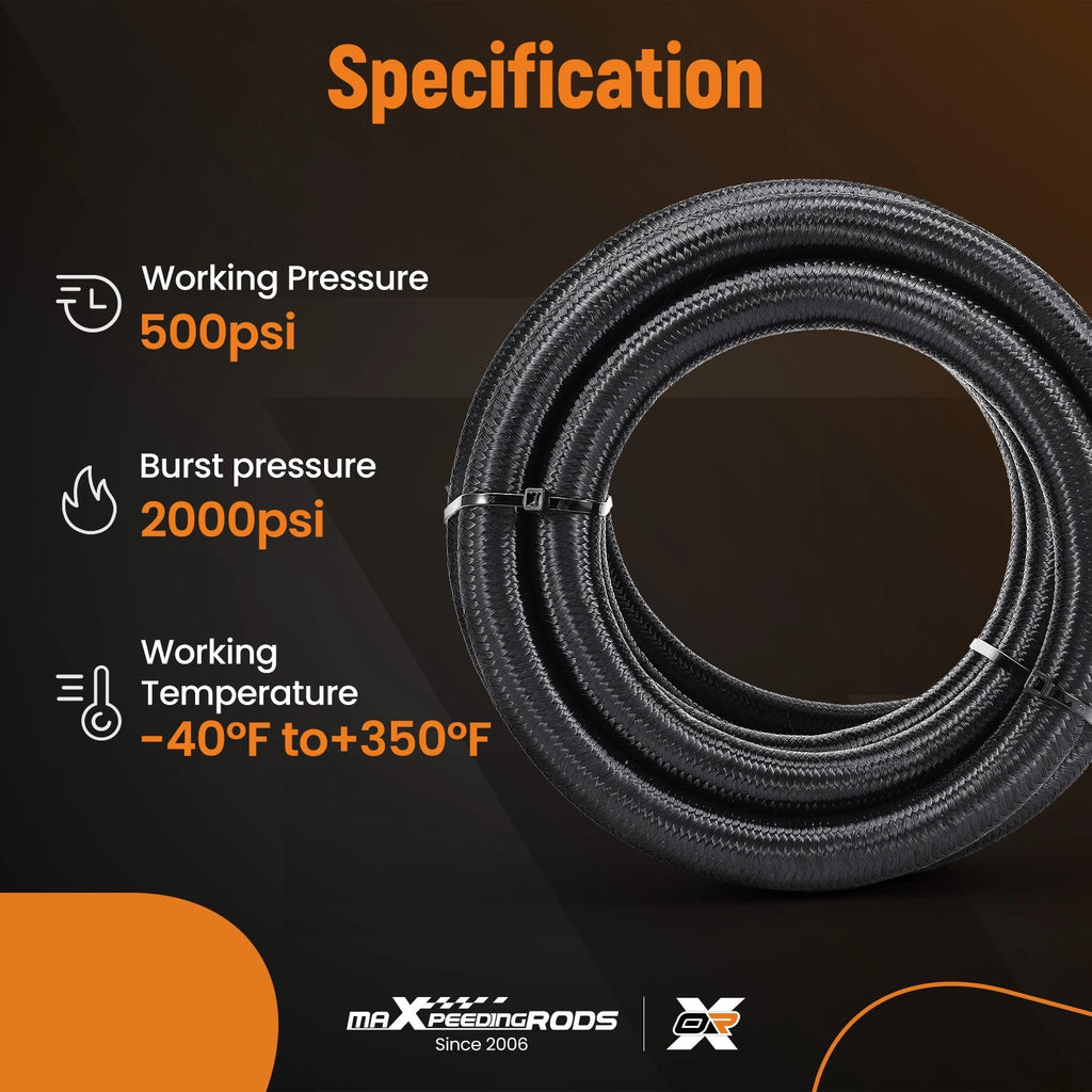 10AN Braided Fuel Hose Line with Hose End Fitting Kit for Universal