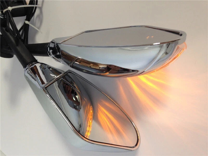 Chrome LED Mirror Lights for Kawasaki Ninja 500 636 ZX6R ZX750 ZX7R ZX9R Z750S 250R