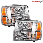 Chrome Housing Headlight Pair for Chevy Silverado 1500 2500HD 3500HD
