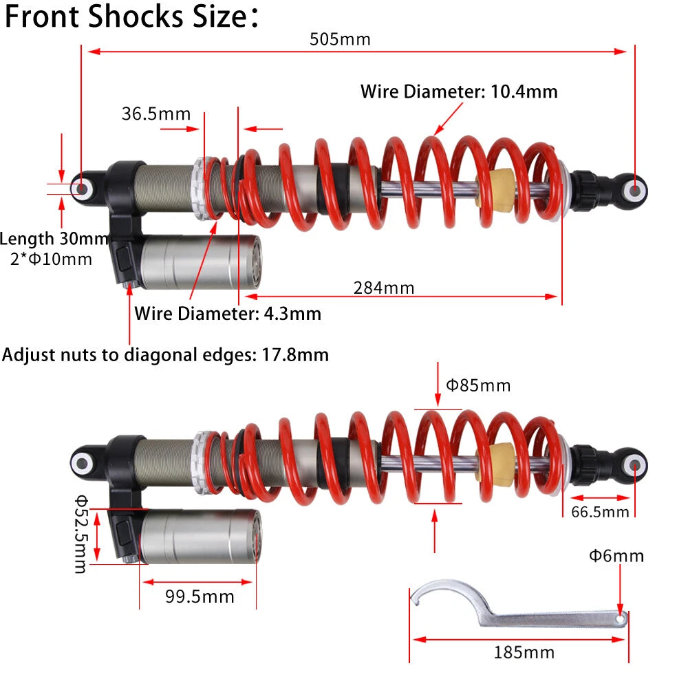 Front & Rear Air Shocks Absorbers for Polaris RZR S 800 (2009–2014)