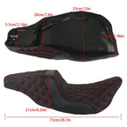 Step-Up Seat for Harley Touring Electra Glide Street (2008–2020) Red Lattice Stitch