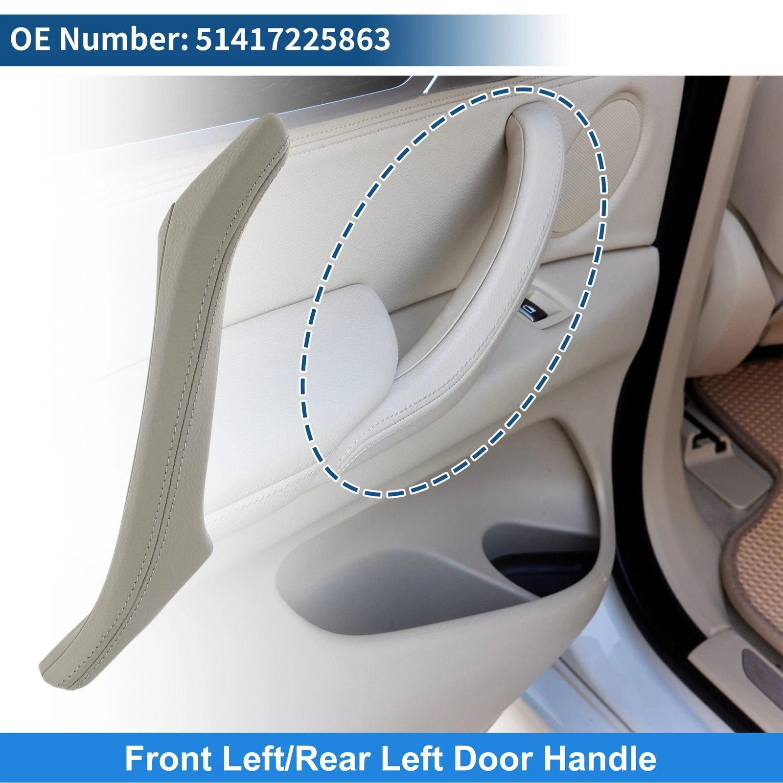 Inner Door Panel Handle for BMW F10 F11 F18 (2010–2017) No. 51417225863 Beige