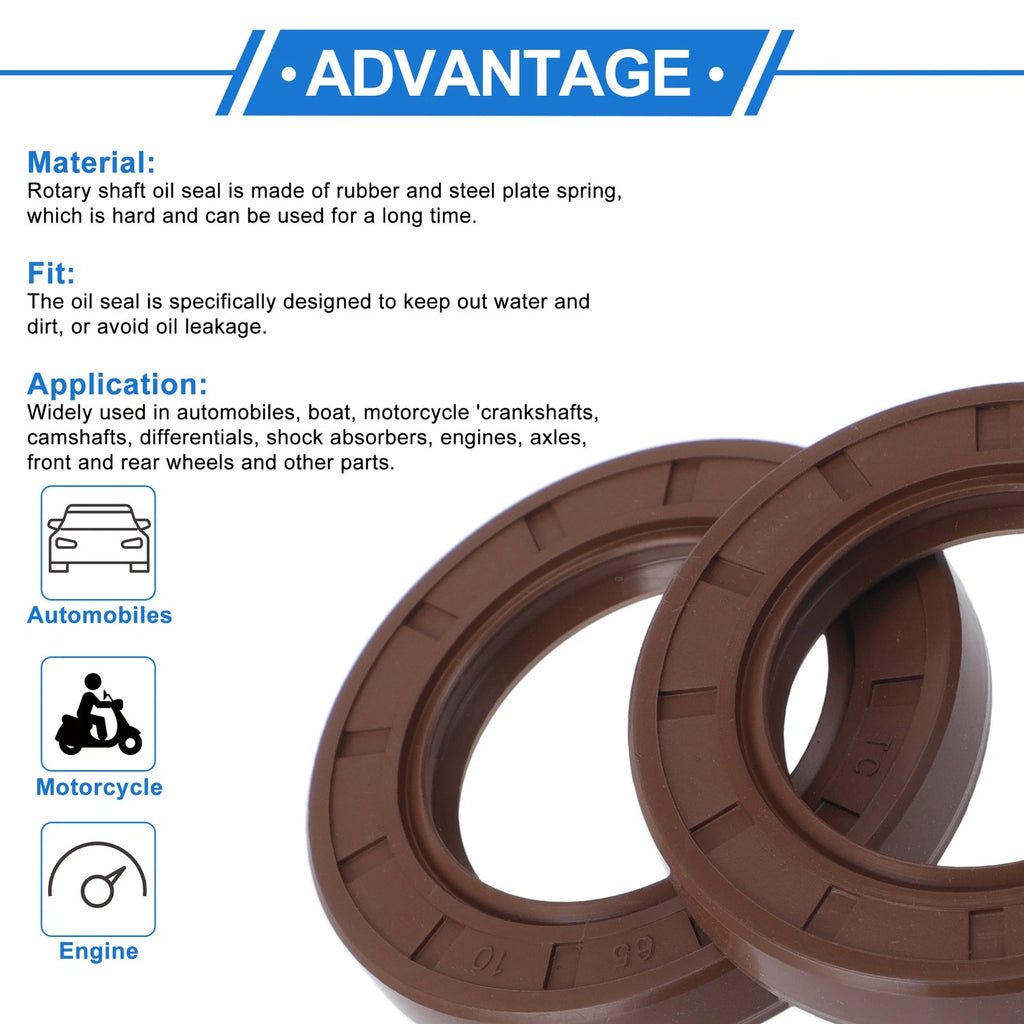 Set of 2 Oil Seal Rotary Shaft Seal FKM Rubber 40x65x10mm for Various Models