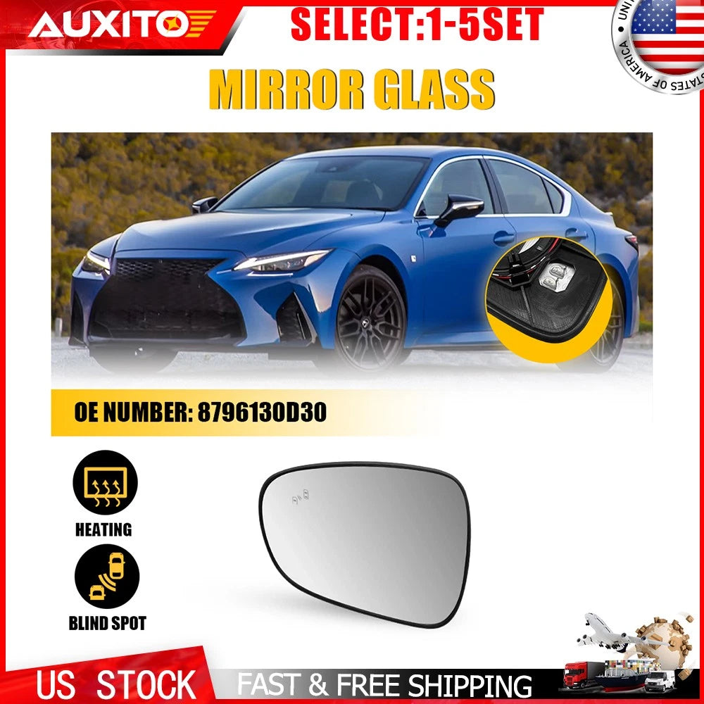Heated Blind Spot Driver Mirror Glass for ES350 ES300h IS250 IS350 UX300h (1-5X)