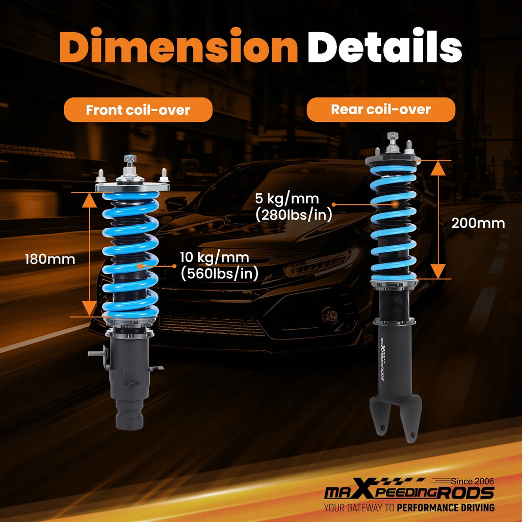 Coilovers for Honda Prelude (1988-1991) 24 Step Damper Struts