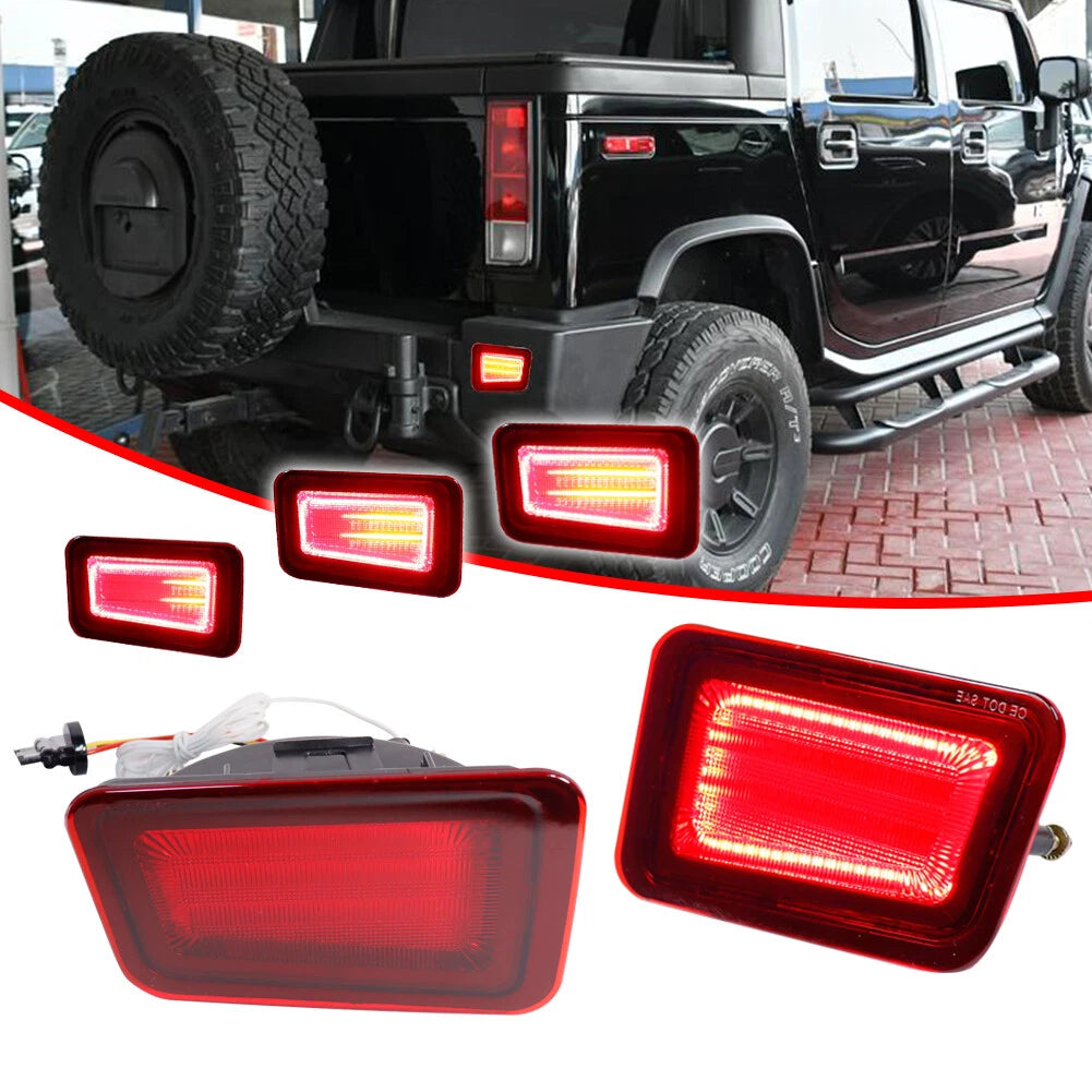 2X Red Lens Rear Bumper Reflector Tail Lights for Hummer H2 (2005–2009)