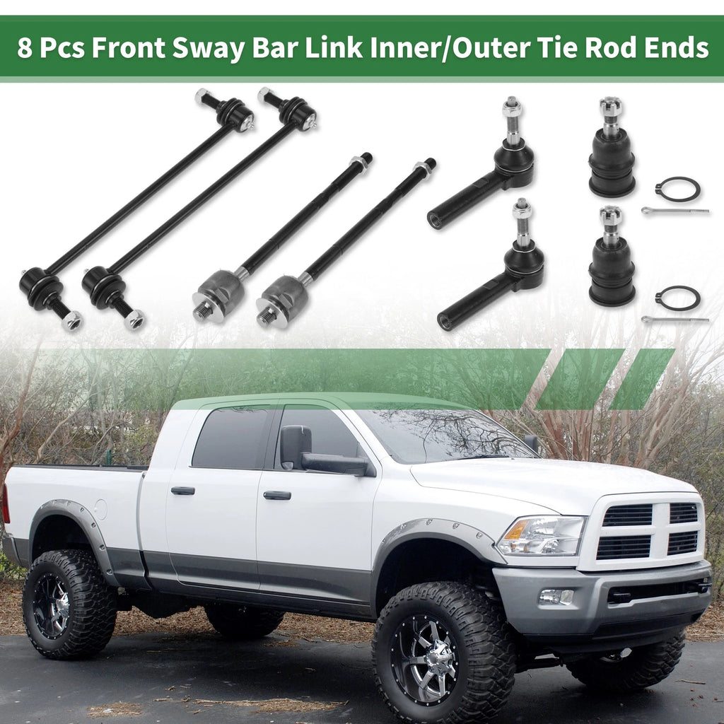 8pcs Front Suspension Kit Tie Rod End Sway Bar Link for Dodge Caravan (2008–2020)