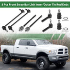 8pcs Front Suspension Kit Tie Rod End Sway Bar Link for Dodge Caravan (2008–2020)