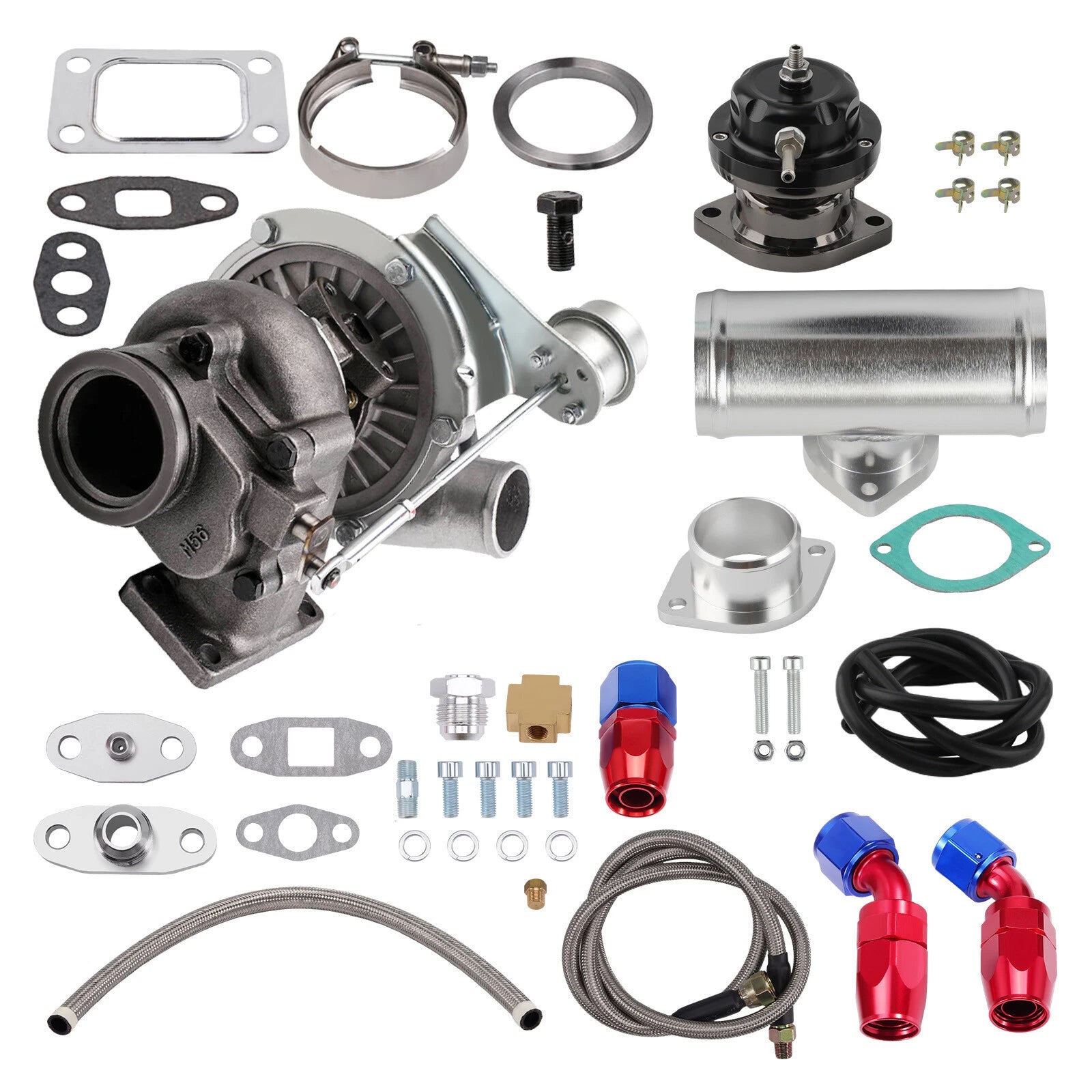 Internal Wastegate T04e Turbocharger for - .63 A/r, Oil Return Feed Line Kit