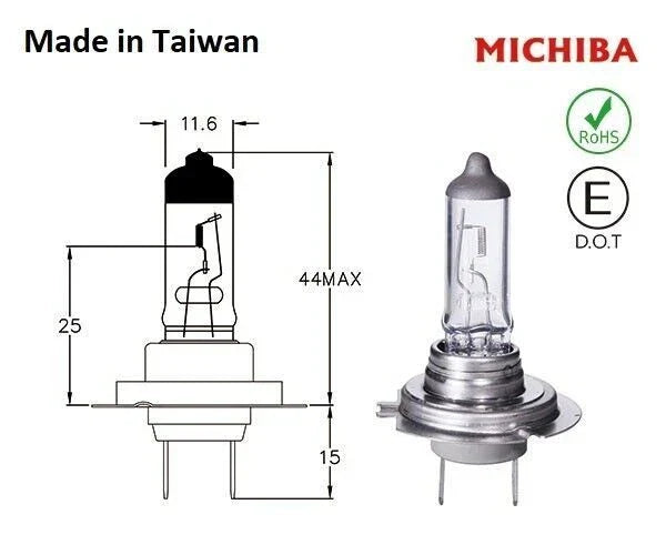 H7 Halogen Headlight PX26D 12V 100W Bulb Michiba 2 x