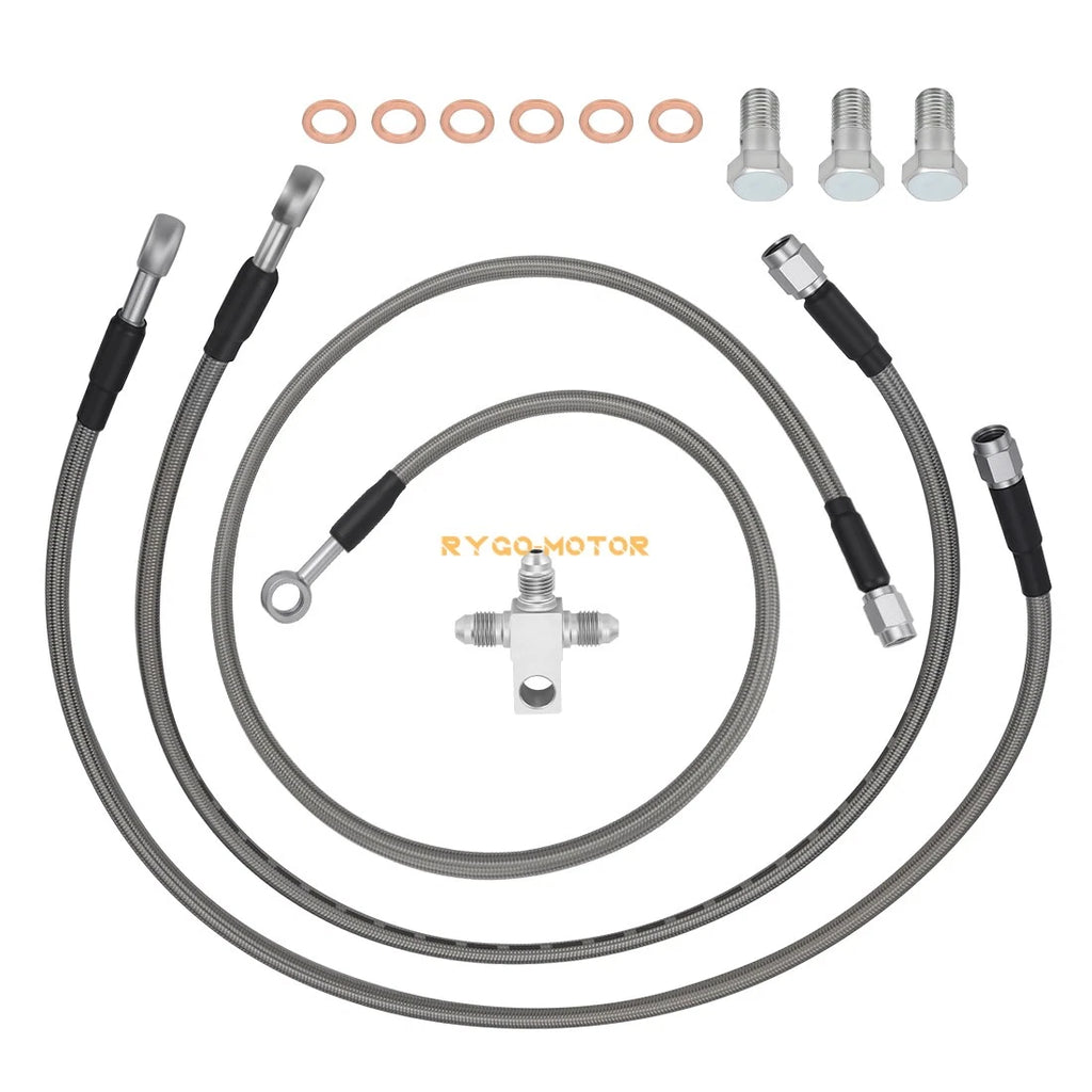 3X Stainless Braided Brake Lines Kit for Arctic Cat ATV 400 (2004) 3406-044