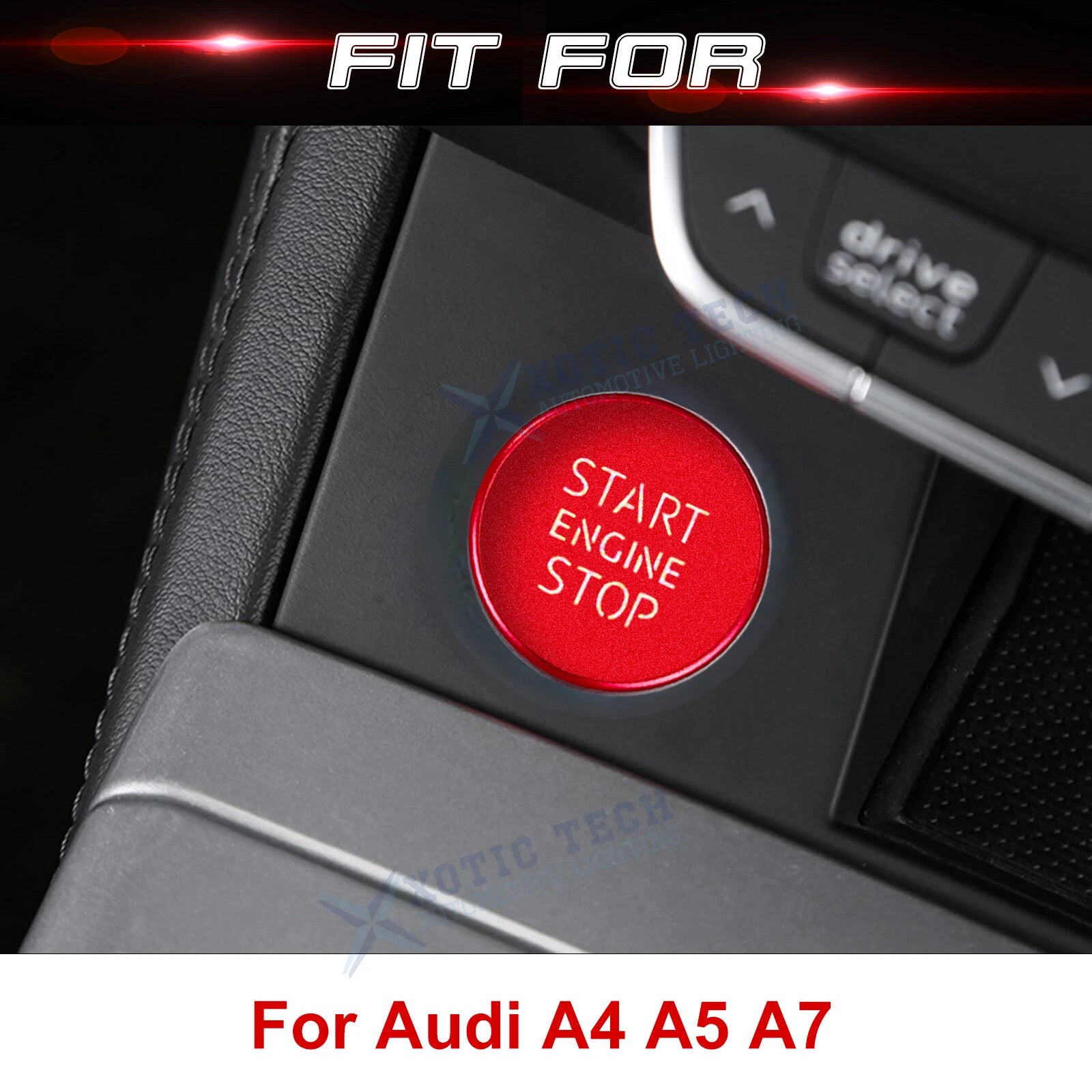 Red Alloy Start/Stop Button Switch Overlay Cover for Audi A4-A6 (2017-2020)