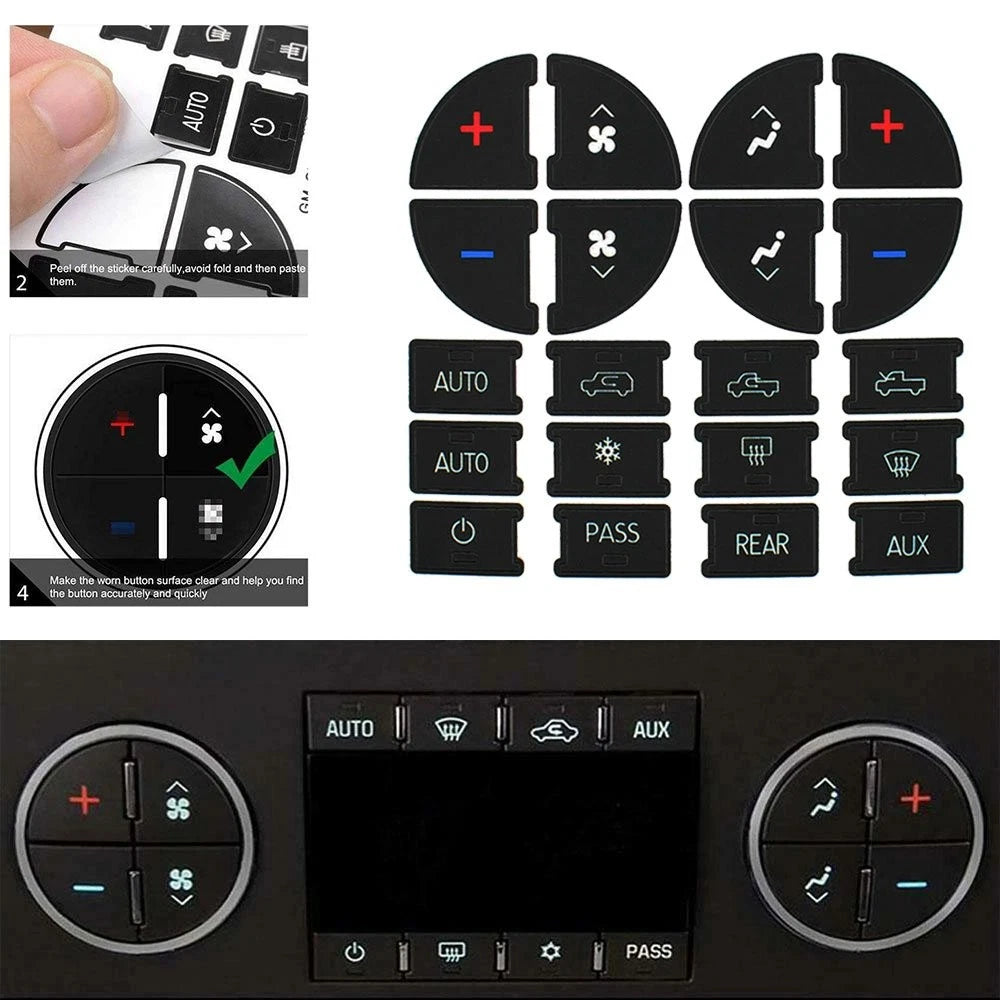 Replacement Climate Control Button Stickers for Chevrolet GMC (2007–2014)