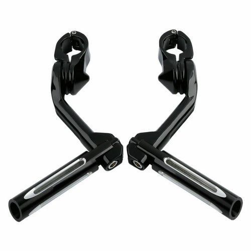 1 1/4" Black Footpeg Footrest Long Angled Mount Bracket for Harley Touring