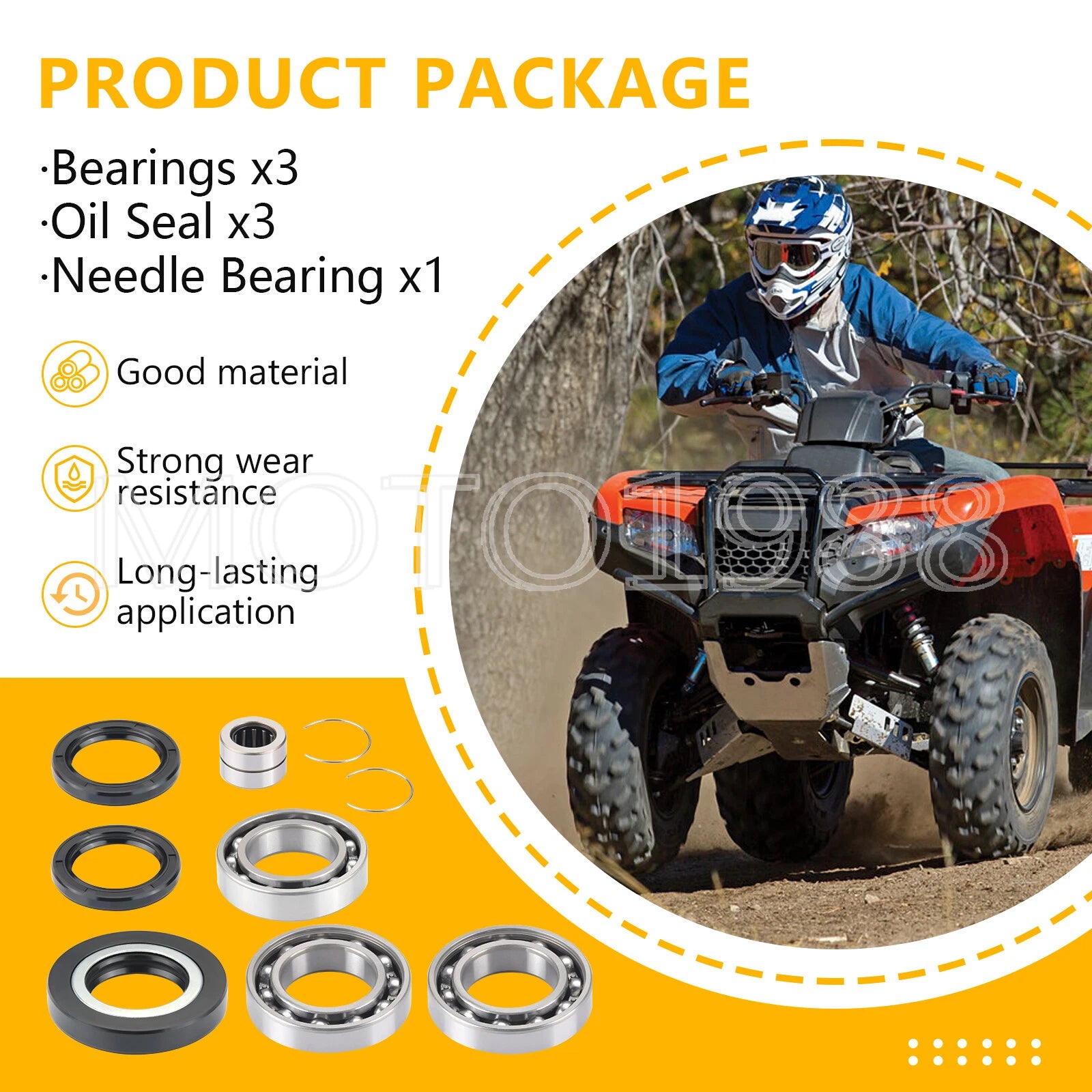 Rear Differential Bearing Seal Kit for Honda Rancher 420, Foreman 500 (2000-2023)