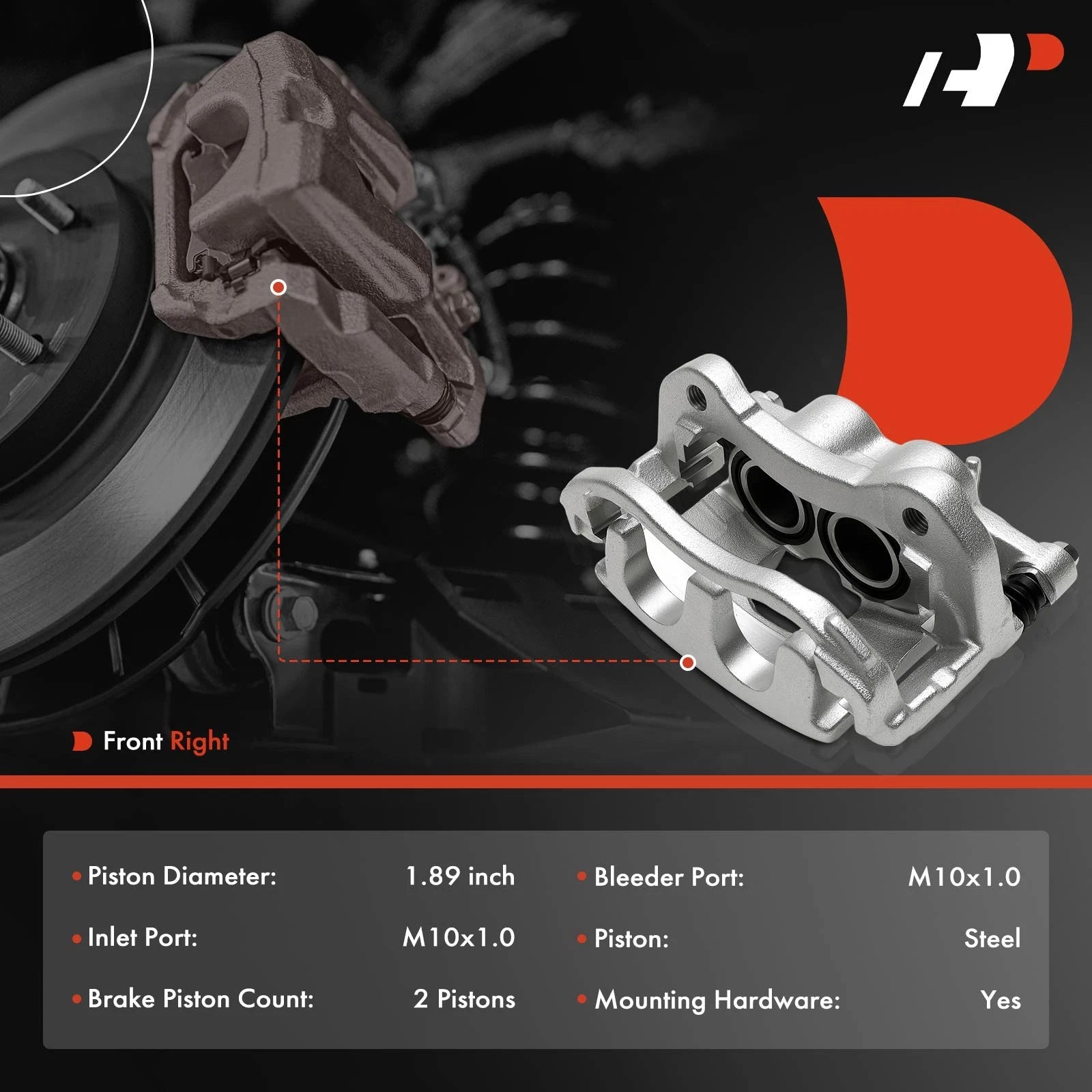 Front Passenger Side Disc Brake Caliper with Bracket for Ford Transit-150 (2015-2023)