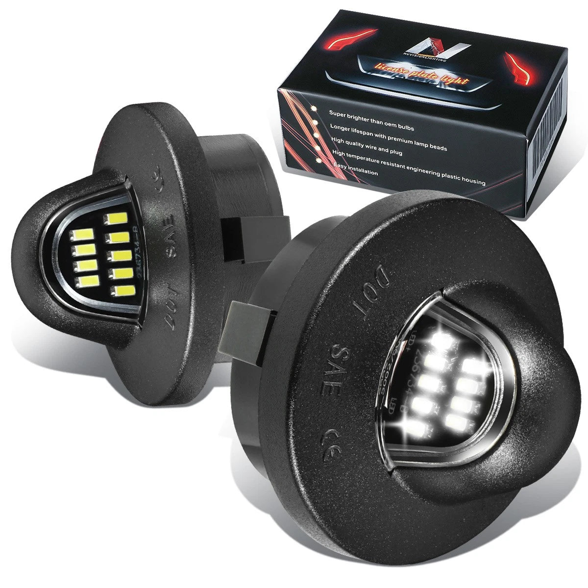 2X LED License Plate Lights for Ford F150/Super Duty/Explorer (1990–2016)