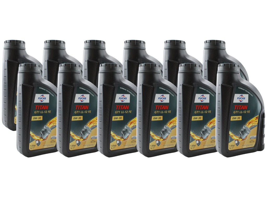 Set of 12 Fuchs TITAN GT1 LL-12 FE SAE 0W-30 Engine Oil 800360908
