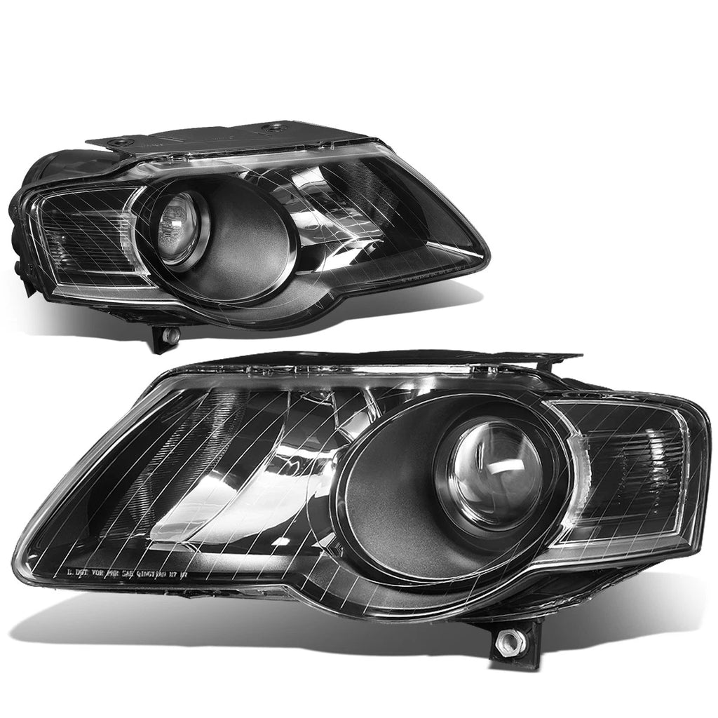Pair of Projector Headlights for VW Passat (2006–2010) - Black Housing