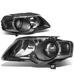 Pair of Projector Headlights for VW Passat (2006–2010) - Black Housing
