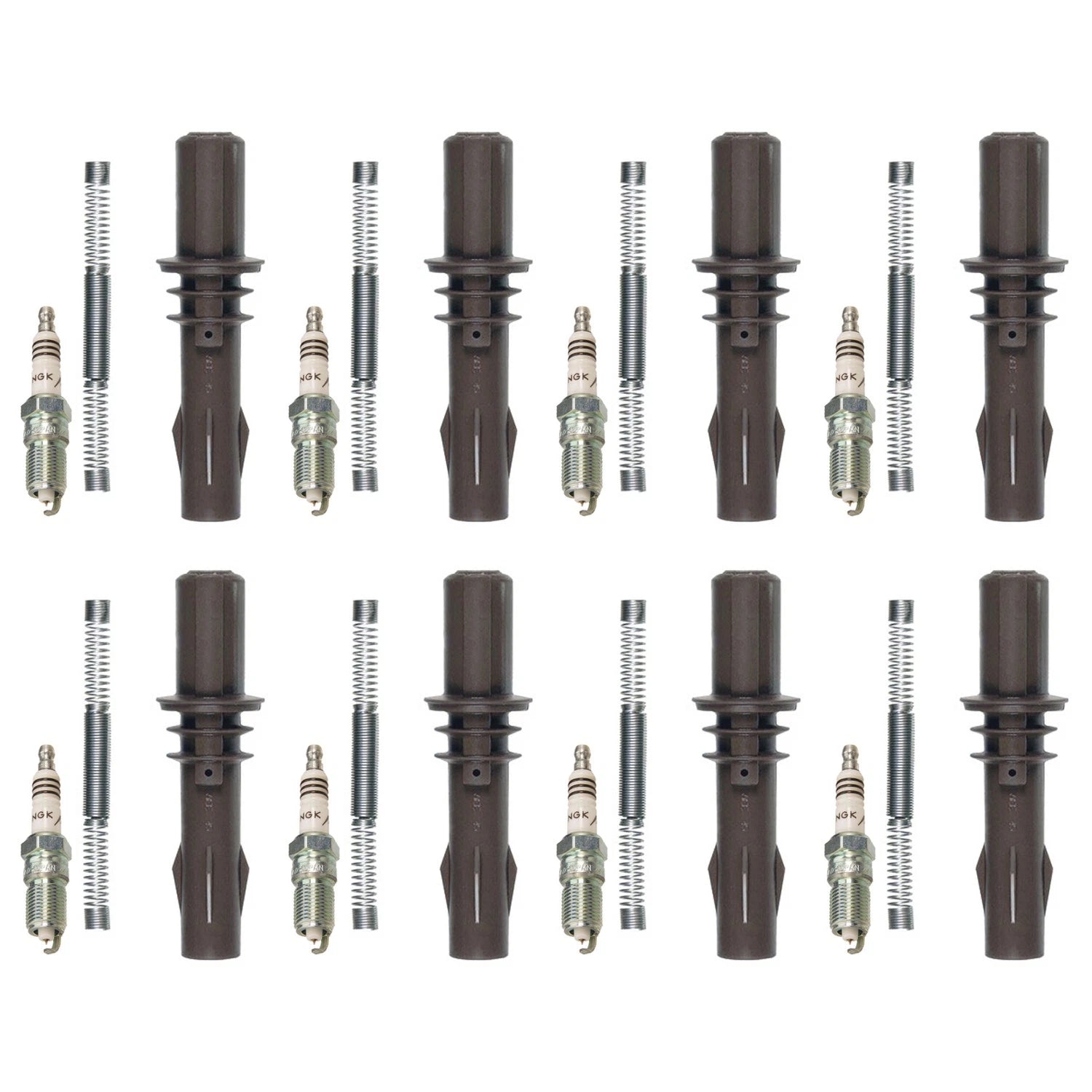 NGK 8 Iridium IX Spark Plugs & Denso Coil Boots Kit for Ford F-150 (1997–2003)