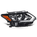 Right Side Headlight for Nissan Rogue (2017–2020) OE Style Black Housing Amber Corner