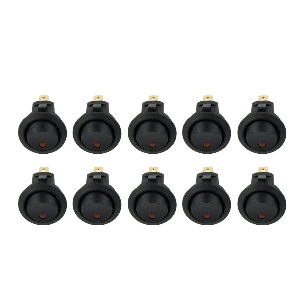 Rocker switch 10 x SPST 2-pin Red LED for Marine Boat Car RV Motorcycle