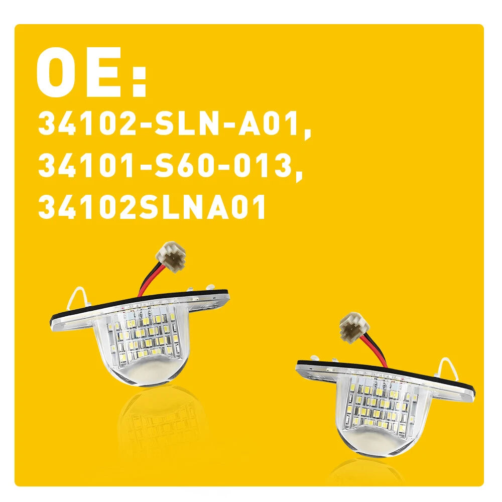 2X LED License Plate Light for Honda Civic/Fit/CR-V/Odyssey