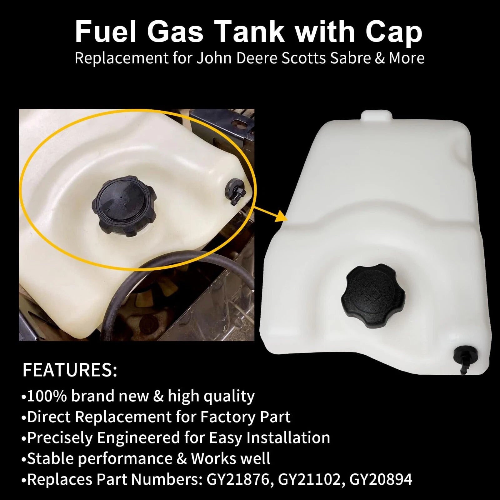 GY21876 Gas Fuel Tank for John Deere D100 D105 D110 D120 D130 D140 D150 D160 (2010–2020)