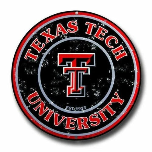 12" Round Metal Sign for Texas Tech Red Raiders (University)