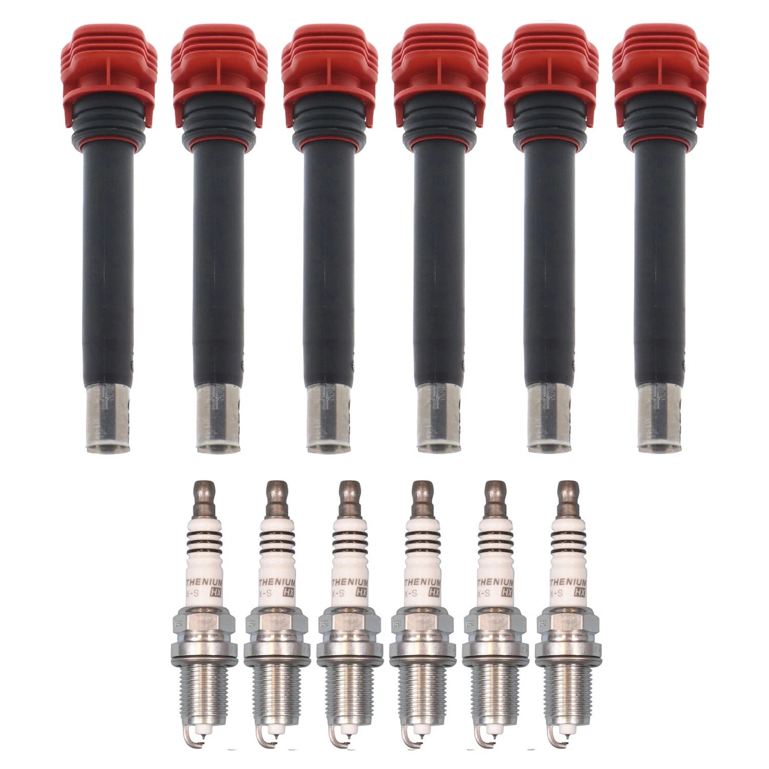 Set of 6 Ignition Coils & NGK Laser Iridium Spark Plugs for A6 Q5 Q7 Cayenne