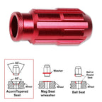 20Pc M12X1.25 Red JDM Open End Bulge Spline Wheel Lug Nuts + Lock Key
